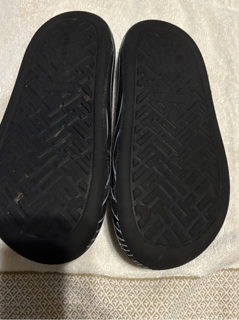 Disney Black Pinstripe Kids Slide Sandals with White Skull Face